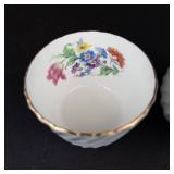 Aynsley Creamer & Floral Ribbed Bowl - England Bone China 2-Piece Set