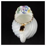 Aynsley Creamer & Floral Ribbed Bowl - England Bone China 2-Piece Set