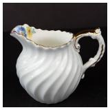 Aynsley Creamer & Floral Ribbed Bowl - England Bone China 2-Piece Set