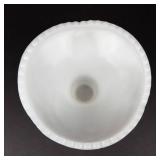 Milk Glass Vase - Scalloped Rim, Ribbed Neck, Floral Starburst Pattern