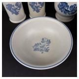 Delft Blue & White Ceramic Dinnerware Set - 5-Piece with Salt & Pepper Shakers, Creamer, Sugar Jar, Bowl