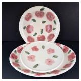 Rose Pattern Ceramic Dinnerware Set - Bowl, Plate & Oval Platter