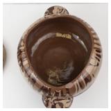 Handmade Ceramic Lidded Pot - Brown & Tan Swirl Glaze