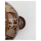 Handmade Ceramic Lidded Pot - Brown & Tan Swirl Glaze