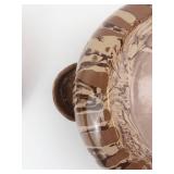 Handmade Ceramic Lidded Pot - Brown & Tan Swirl Glaze