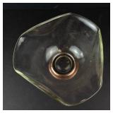 Princess House Crystal Salad Bowl on Copper Pedestal Base - Mid-Century Modern