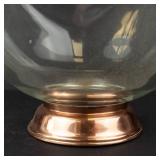 Princess House Crystal Salad Bowl on Copper Pedestal Base - Mid-Century Modern