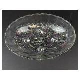 Indiana Glass Harvest Grape Footed Bowl - Garland Purple Carnival Glass Iridescent