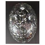 Indiana Glass Harvest Grape Footed Bowl - Garland Purple Carnival Glass Iridescent