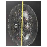 Indiana Glass Harvest Grape Footed Bowl - Garland Purple Carnival Glass Iridescent