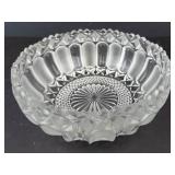 Crystal Cut Glass Bowl - Sunburst Center Pattern, Diamond-Cut Sides
