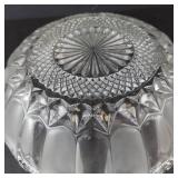 Crystal Cut Glass Bowl - Sunburst Center Pattern, Diamond-Cut Sides
