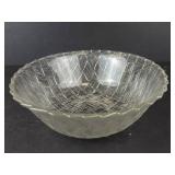 Indiana Glass Basketweave Clear Glass Bowl - Vintage Pressed Pattern, Scalloped Edge