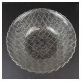 Indiana Glass Basketweave Clear Glass Bowl - Vintage Pressed Pattern, Scalloped Edge