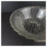 Indiana Glass Basketweave Clear Glass Bowl - Vintage Pressed Pattern, Scalloped Edge