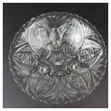 Anchor Hocking Stars & Bars 1000-Line Footed Glass Bowl - Vintage