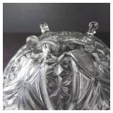 Anchor Hocking Stars & Bars 1000-Line Footed Glass Bowl - Vintage