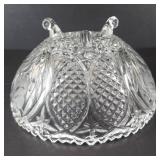 Crystal Glass Bowl - 8 in Diameter - Cut-Glass Pattern (Broken)