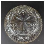 Crystal Glass Bowl - Starburst Pattern, Silver Plated Rim, 9-Inch Diameter