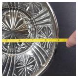 Crystal Glass Bowl - Starburst Pattern, Silver Plated Rim, 9-Inch Diameter