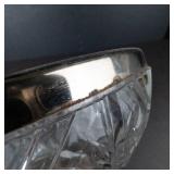 Crystal Glass Bowl - Starburst Pattern, Silver Plated Rim, 9-Inch Diameter