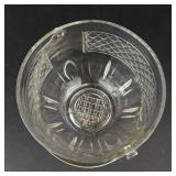 Vintage Glass Ice Bucket - Diamond-Pattern Texture with Metal Swing Handle