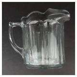 Pitcher - Vintage pressed glass with fluted panels and scalloped rim