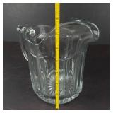 Pitcher - Vintage pressed glass with fluted panels and scalloped rim