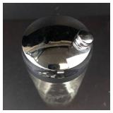 Mid-Century Modern Glass Cocktail Shaker - Etched Floral Design, 9 in Tall