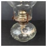 Lamplight Farms Vintage Glass Oil Lamp - Brass Burner, 13in Tall