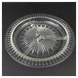 Divided 3-Section Glass Plate - Starburst Center, Dotted Rim