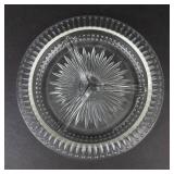 Divided 3-Section Glass Plate - Starburst Center, Dotted Rim