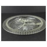 Divided 3-Section Glass Plate - Starburst Center, Dotted Rim