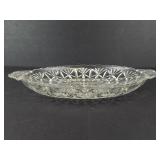 Anchor Hocking Vintage Divided Oval Relish Dish - Pressed Glass Star Pattern