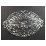 Anchor Hocking Vintage Divided Oval Relish Dish - Pressed Glass Star Pattern