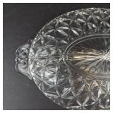 Anchor Hocking Vintage Divided Oval Relish Dish - Pressed Glass Star Pattern