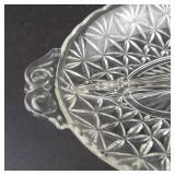 Anchor Hocking Vintage Divided Oval Relish Dish - Pressed Glass Star Pattern