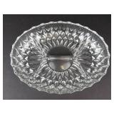 Val St Lambert Crystal Divided Relish Dish - Four-Compartment Diamond-Cut Pattern
