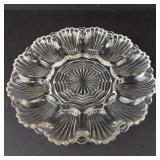 Anchor Hocking Vintage Clear Glass Deviled Egg Plate - 12 Wells, 9in Diameter
