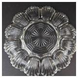Anchor Hocking Vintage Clear Glass Deviled Egg Plate - 12 Wells, 9in Diameter
