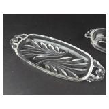 Vintage Duncan & Miller Teardrop Pattern Oval Relish Dish & Indiana Glass Crystal Relish Dish