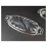 Vintage Duncan & Miller Teardrop Pattern Oval Relish Dish & Indiana Glass Crystal Relish Dish