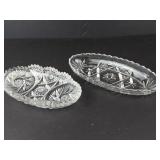 Glass Relish Dishes - 2-Piece Cut Crystal Oval Set