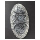 Glass Relish Dishes - 2-Piece Cut Crystal Oval Set