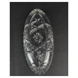 Glass Relish Dishes - 2-Piece Cut Crystal Oval Set