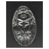 Glass Relish Dishes - 2-Piece Cut Crystal Oval Set