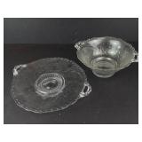 Clear Glass Pedestal Platter & Glass Bowl - 2-Piece Set