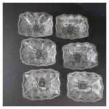 Indiana Glass Paneled Daisy & Finecut Rectangular Bowls - Set of 6