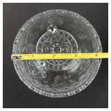Indiana Glass Scalloped Birds & Strawberries Footed Desert Bowl