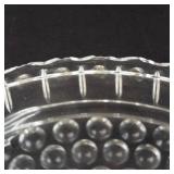 Vintage Federal Glass Footed Cake Plate - Sunburst Center with Dotted Ring Pattern